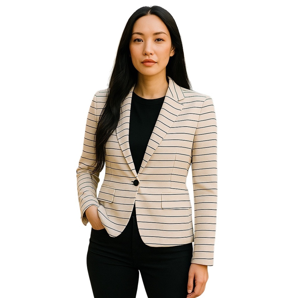 Jules & Leopold Striped Fitted 1 Button Blazer Sz Medium Preppy Classic Office
